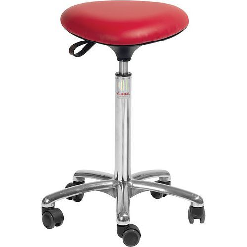 Tabouret Alu50 Assise Tria Imitation Cuir Rouge