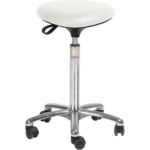 Tabouret Alu50 Assise Tria Imitation Cuir Blanc
