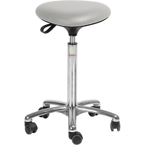 Tabouret Alu50 Assise Tria Imitation Cuir Gris