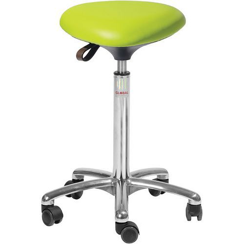 Tabouret Alu50 Assise Tria Imitation Cuir Vert
