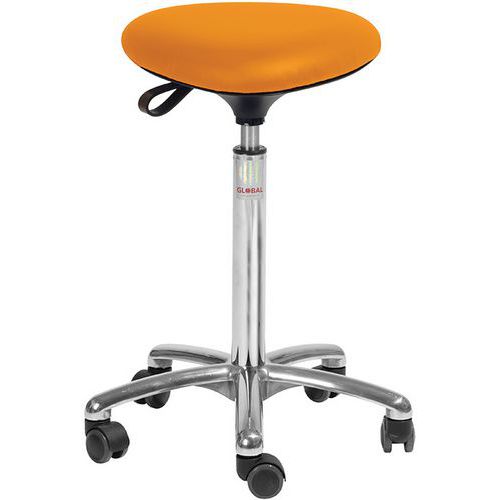 Tabouret Alu50 Assise Tria Imitation Cuir Orange