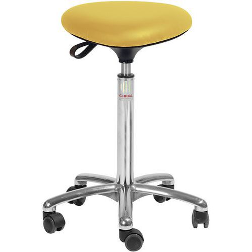Tabouret Alu50 Assise Tria Imitation Cuir Jaune