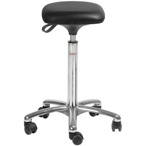 Tabouret Alu50 Assise Tetra Imitation Cuir Noir