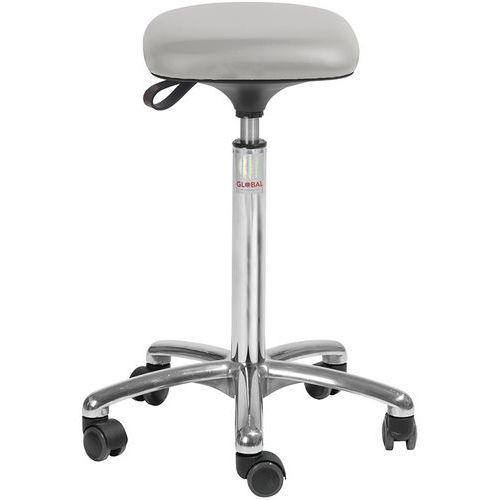 Tabouret Alu50 Assise Tetra Imitation Cuir Gris