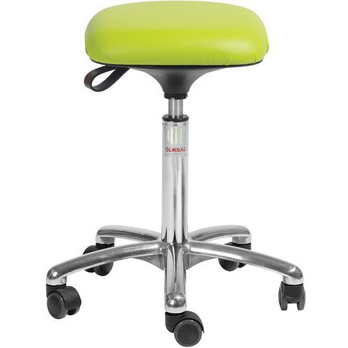 Tabouret Alu50 Assise Tetra Imitation Cuir Vert