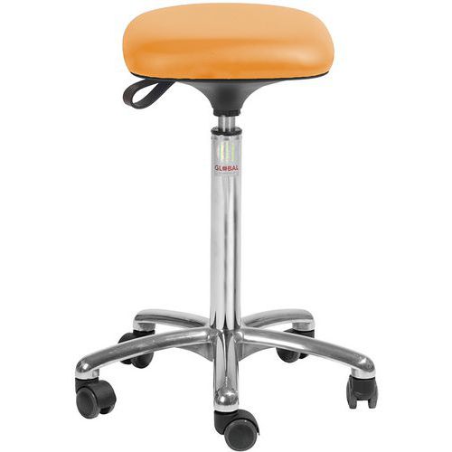 Tabouret Alu50 Assise Tetra Imitation Cuir Orange