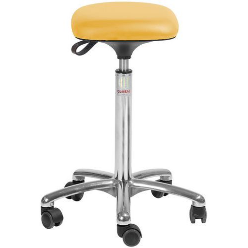 Tabouret Alu50 Assise Tetra Imitation Cuir Jaune