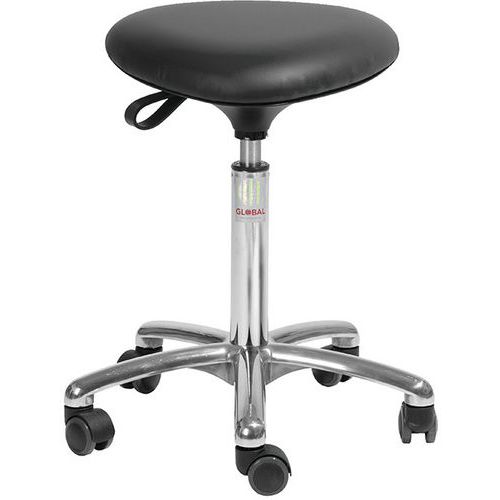 Tabouret Alu50 Assise Tria Imitation Cuir Noir