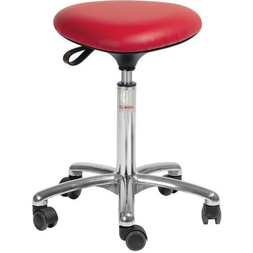 Tabouret Alu50 Assise Tria Imitation Cuir Rouge