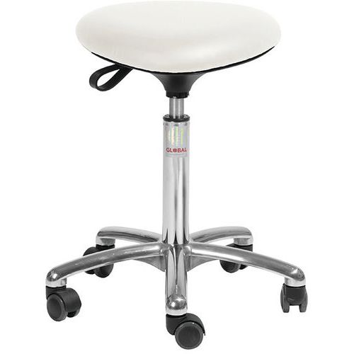 Tabouret Alu50 Assise Tria Imitation Cuir Blanc