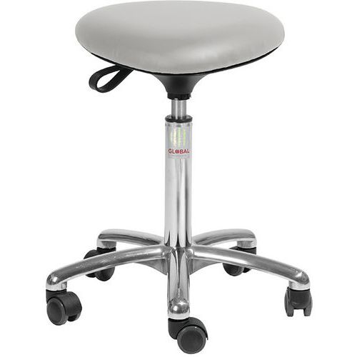 Tabouret Alu50 Assise Tria Imitation Cuir Gris