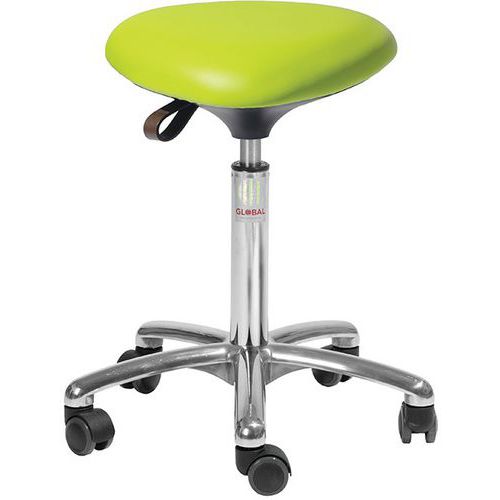 Tabouret Alu50 Assise Tria Imitation Cuir Vert