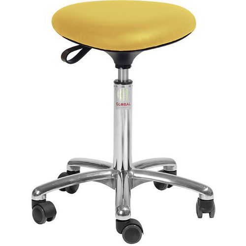 Tabouret Alu50 Assise Tria Imitation Cuir Jaune