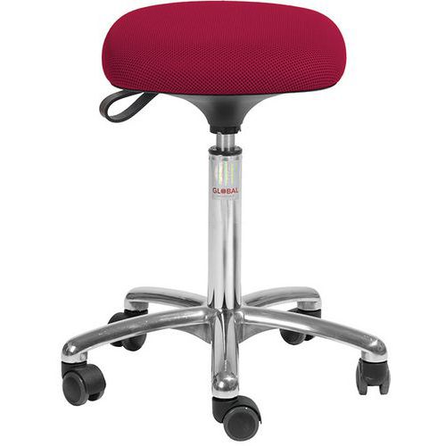 Tabouret Alu50 Assise Tetra Tissu 3d Rouge