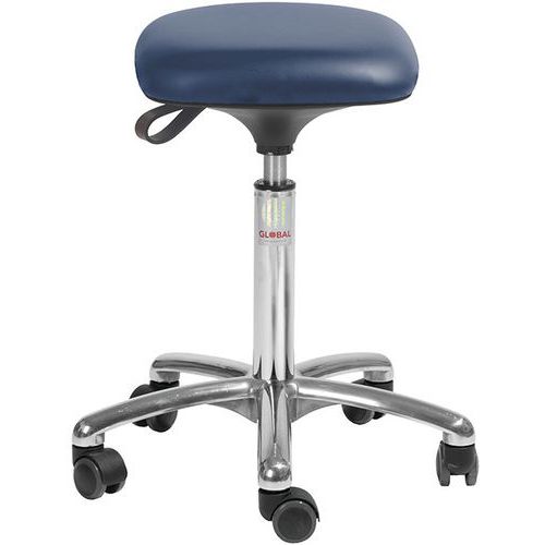 Tabouret Alu50 Assise Tetra Imitation Cuir Bleu