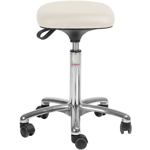 Tabouret Alu50 Assise Tetra Imitation Cuir Blanc
