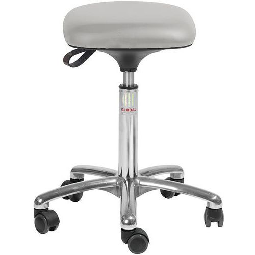 Tabouret Alu50 Assise Tetra Imitation Cuir Gris