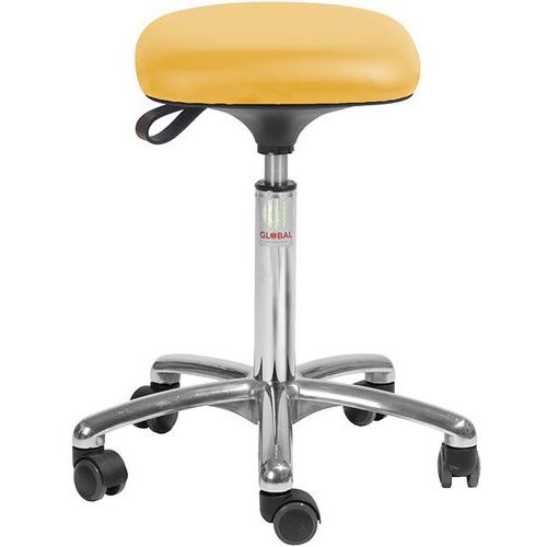 Tabouret Alu50 Assise Tetra Imitation Cuir Jaune