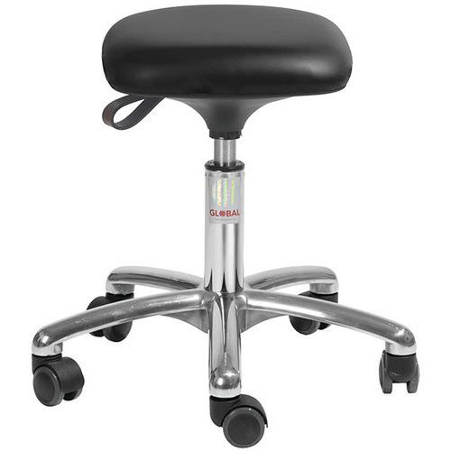 Tabouret Alu50 Assise Tetra Imitation Cuir Noir