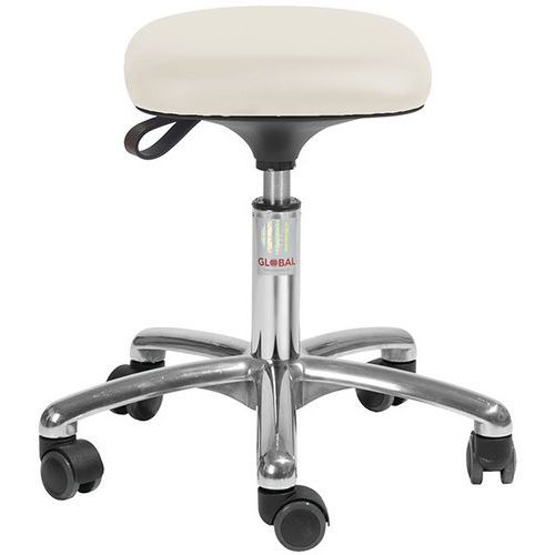 Tabouret Alu50 Assise Tetra Imitation Cuir Blanc