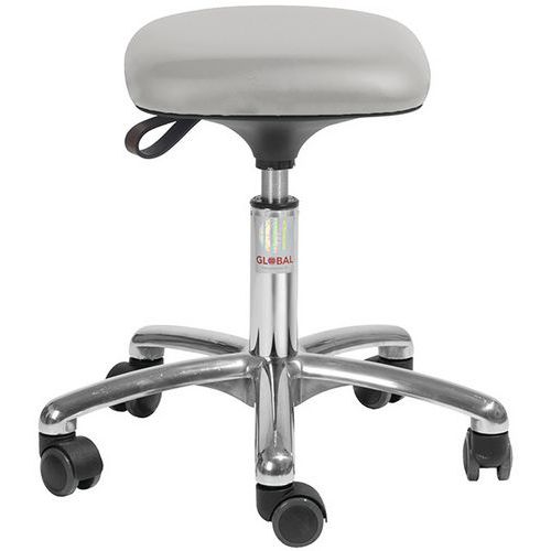 Tabouret Alu50 Assise Tetra Imitation Cuir Gris