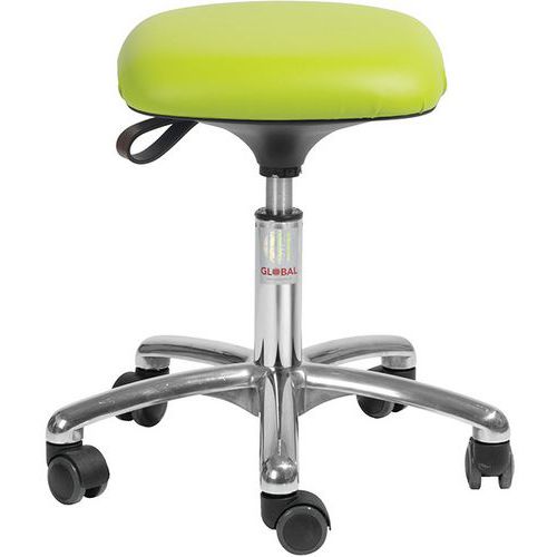 Tabouret Alu50 Assise Tetra Imitation Cuir Vert