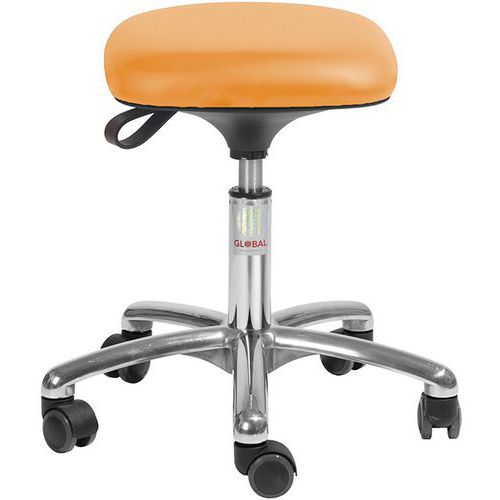 Tabouret Alu50 Assise Tetra Imitation Cuir Orange