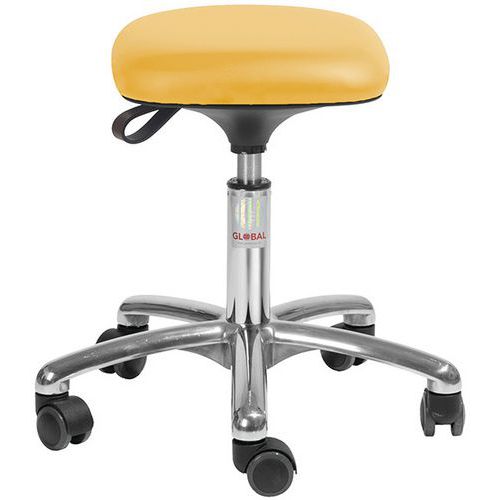 Tabouret Alu50 Assise Tetra Imitation Cuir Jaune