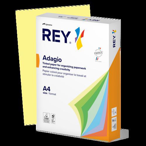 Rey - Ramette Papier A4 Jaune Pastel 80g - 500 Feuilles - Éco-responsable