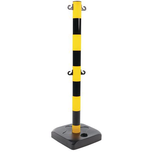 Manutan Expert - Poteau à double chaîne PVC Noir/Jaune - 900 mm - Intérieur/Extérieur - Barrière de protection