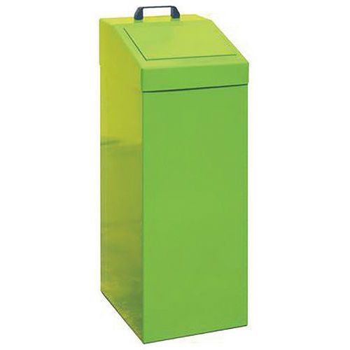 Poubelle de tri sélectif métallique 100L Vert - Ouverture à fente - Gestion des déchets intérieure