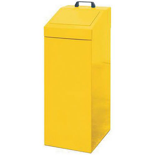 Poubelle Métallique Tri Sélectif 100L Jaune - Ouverture Fente - Gestion Déchets Intérieur
