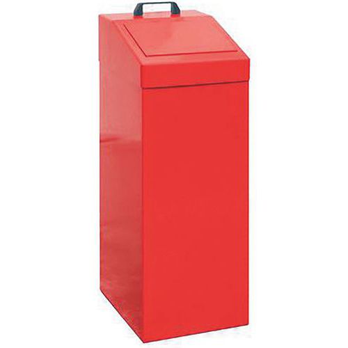 Poubelle Métallique Tri Sélectif 100L Rouge - Ouverture Fente - Gestion Déchets Intérieur