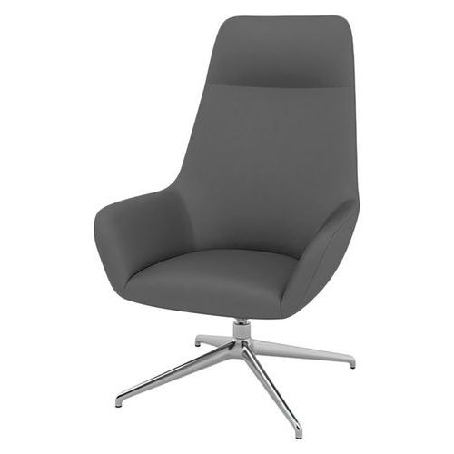 Fauteuil City Dos Haut App-tête Pied Alu End. Pvc Gris Moyen