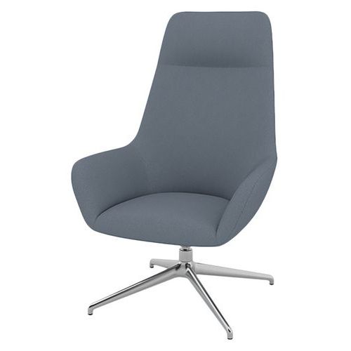 Fauteuil City Dos Haut App-tête Pied Alu Tissu Bleu Gris