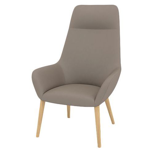 Quadrifoglio - Fauteuil City Taupe PVC M1 Bois Massif - Assise 51x49cm - Coworking