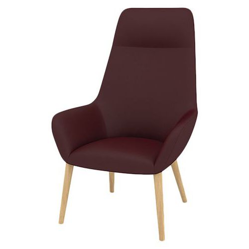 Fauteuil City Dos Haut App-tête Pied Bois Enduit Pvc Grenat