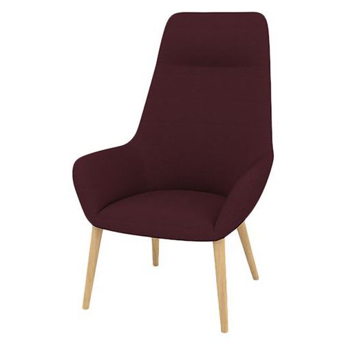 Fauteuil City Dos Haut App-tête Pied Bois Tissu Grenat