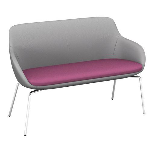 Banquette Eka 2 Places Pied Chromé Tissu M1 Gris/magenta