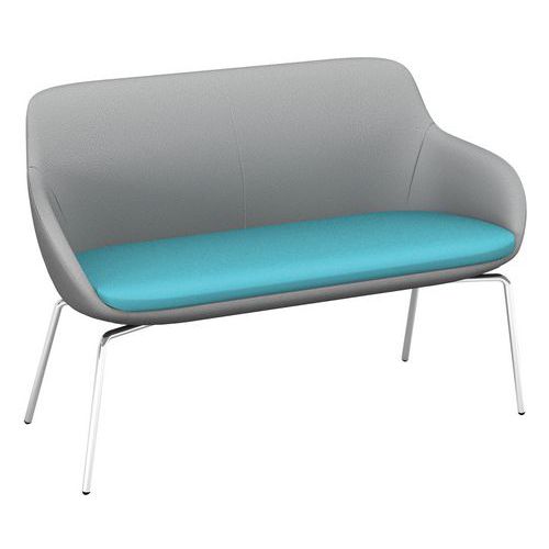 Banquette Eka 2 Places Pied Chromé Tissu M1 Gris/turquoise