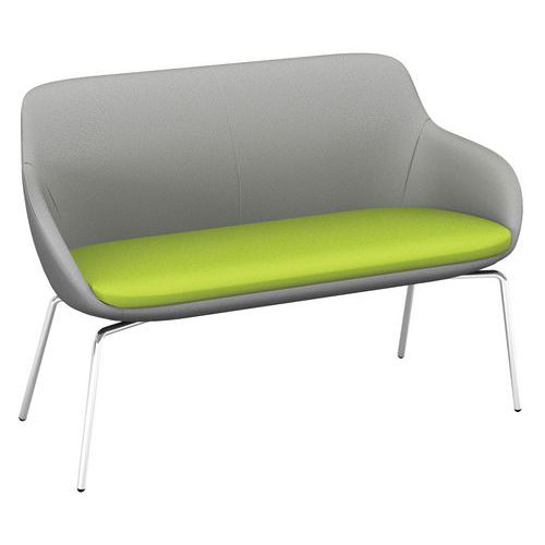 Banquette Eka 2 Places Pied Chromé Tissu M1 Gris/pistache