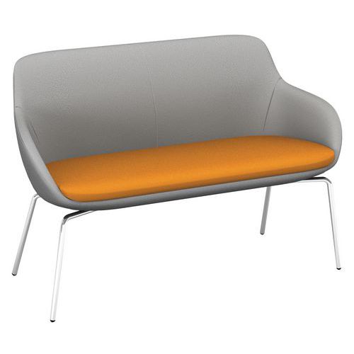 Banquette Eka 2 Places Pied Chromé Tissu M1 Gris/mandarine