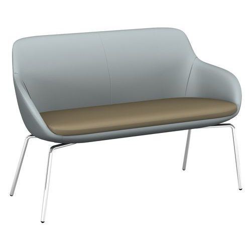 Banquette Eka 2 Places Pied Chromé Enduit Pvc M1 Gris/terre