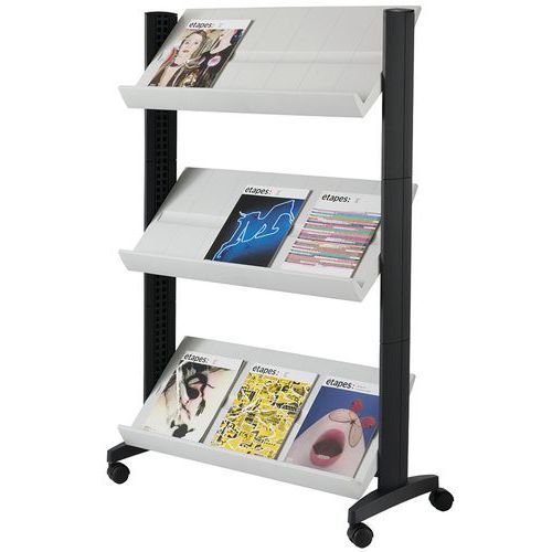 Présentoir Mobile Easy Display 3 Tabelettes Gris - Paperflow