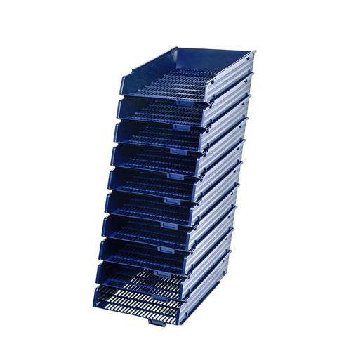 Faibo - Corbeille à courrier ajourée antichoc - Bleu - Polypropylène - A4+ - 400 feuilles - Recyclable