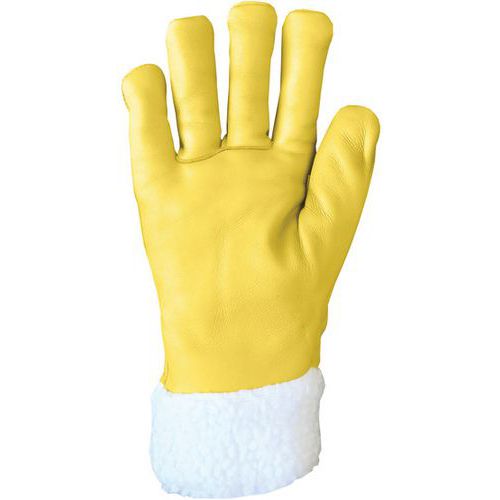 Gants De Manutention En Cuir Fleur Jaune Fourré Acryl 11