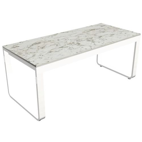 Table Pliante 180 X 80 X H74cm Blanc Mélamine Marble White