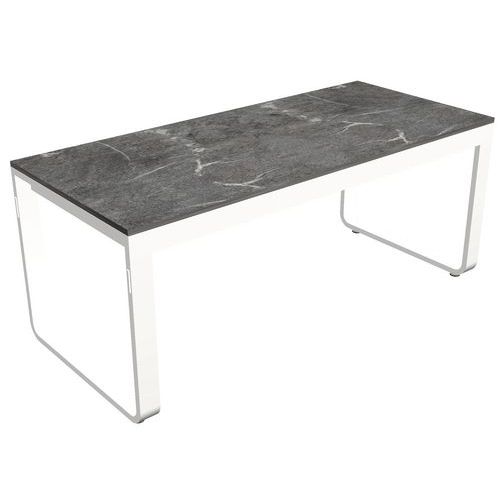 Table Pliante 180 X 80 X H74cm Blanc Mélamine Marble Grey