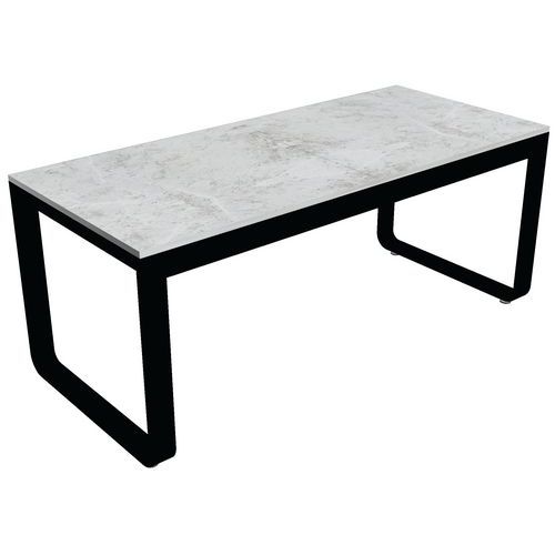 Table Pliante 180 X 80 X H74cm Noir Mélamine Marble White