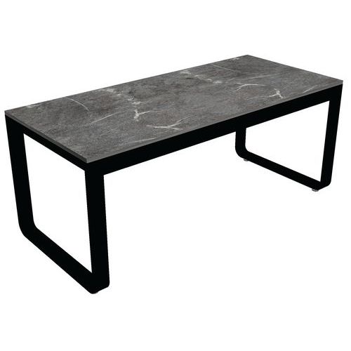 Table Pliante 180 X 80 X H74cm Noir Mélamine Marble Grey